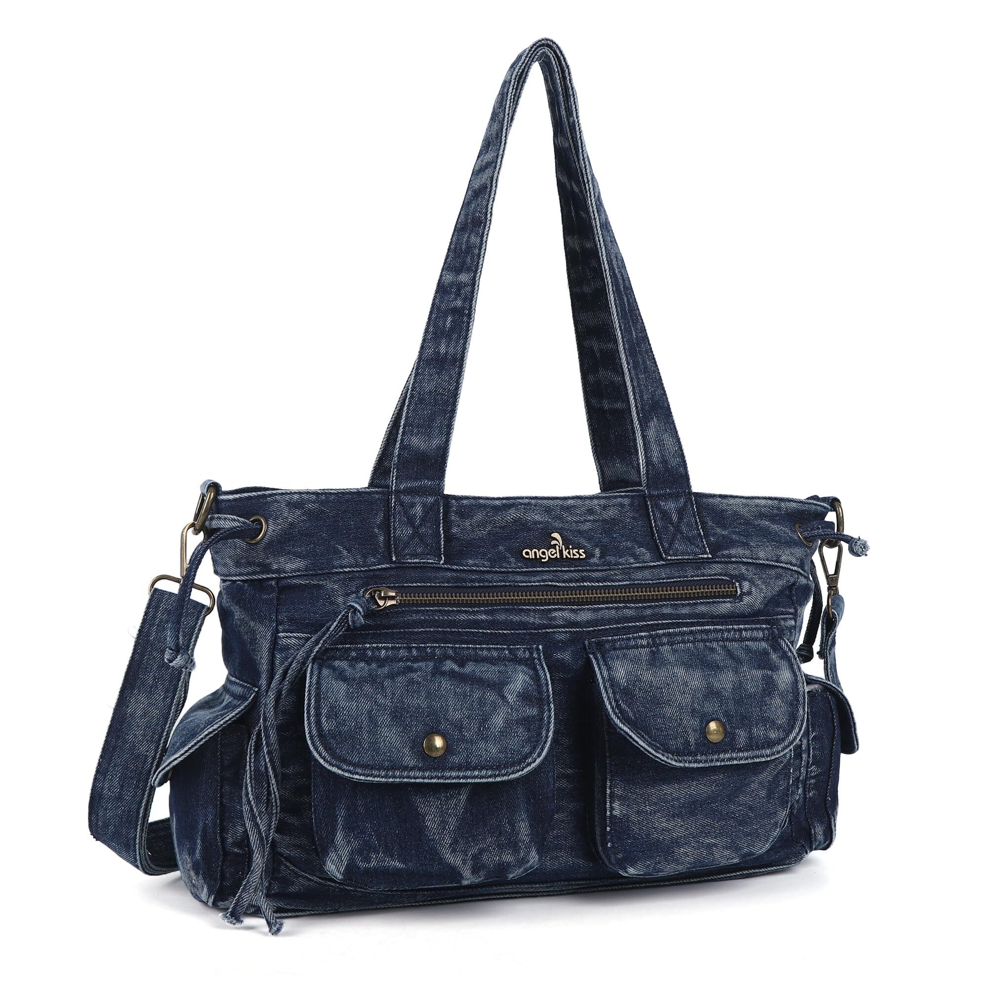2669 Handbags Soft Denim Purses Multiple Pockets Shoulder Bags Roomy